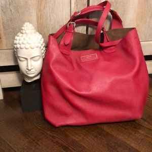 DKNY Red Shoulder Bag can also be carried as tote
